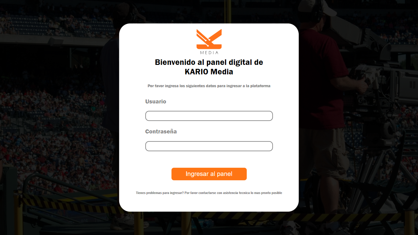 Kario Media — pantalla de inicio de sesión