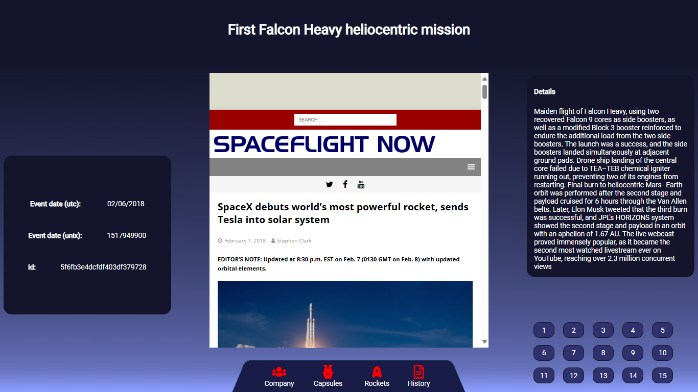 SpaceX — vista de cápsulas